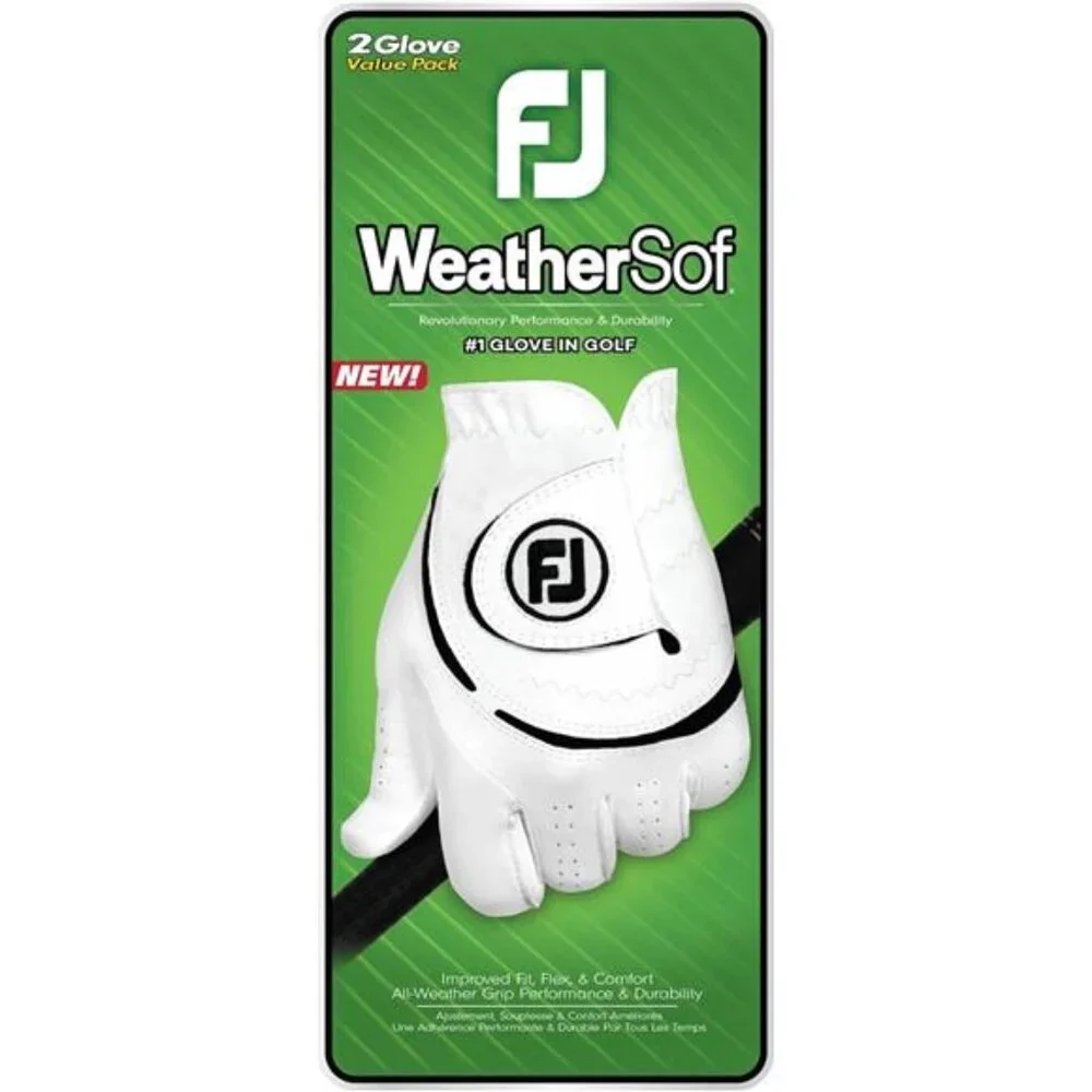 Mens Golf Gloves 2 Pack WeatherSof Soft Breathable Comfortable Grip Adjustable